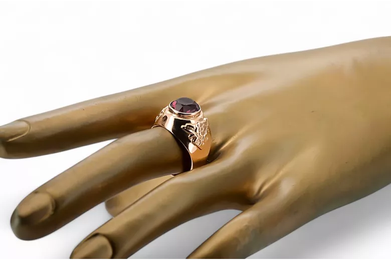 Originální Vintage 14k z růžového zlata Rubin Prsten Vintage styl vrc078r